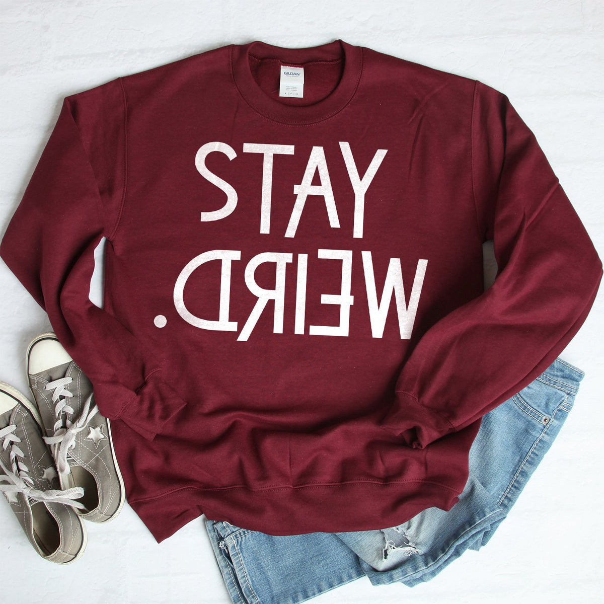 Stay Weird - Long Sleeve Heavy Crewneck Sweatshirt