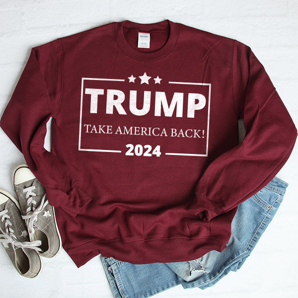 Donald Trump Take America Back 2024 Election - Long Sleeve Heavy Crewneck Sweatshirt