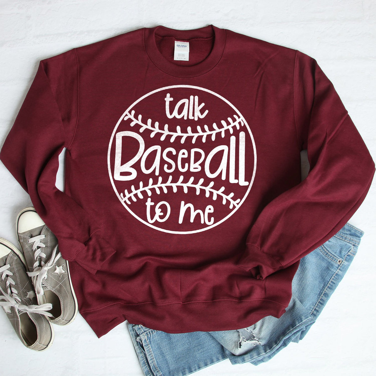Talk Baseball To Me - Long Sleeve Heavy Crewneck Sweatshirt