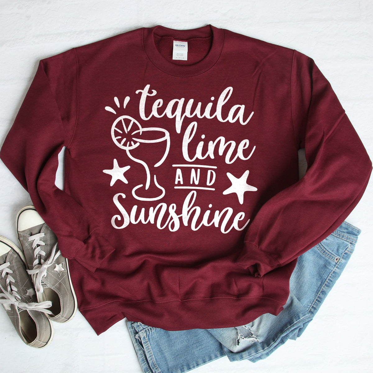 Tequila Lime and Sunshine - Long Sleeve Heavy Crewneck Sweatshirt