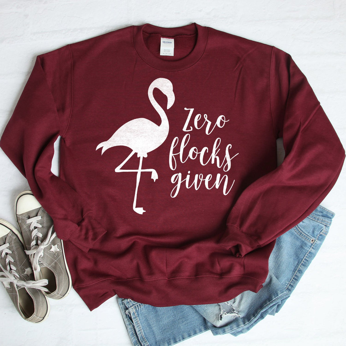 Zero Flocks Given - Long Sleeve Heavy Crewneck Sweatshirt