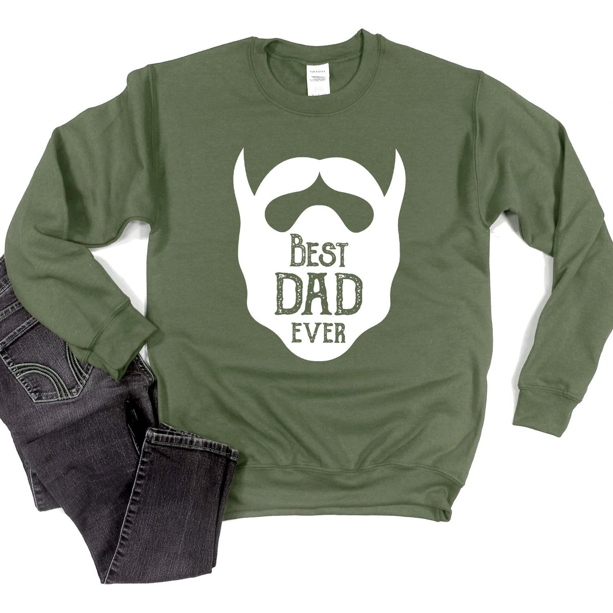 Best Dad Ever Beard - Long Sleeve Heavy Crewneck Sweatshirt