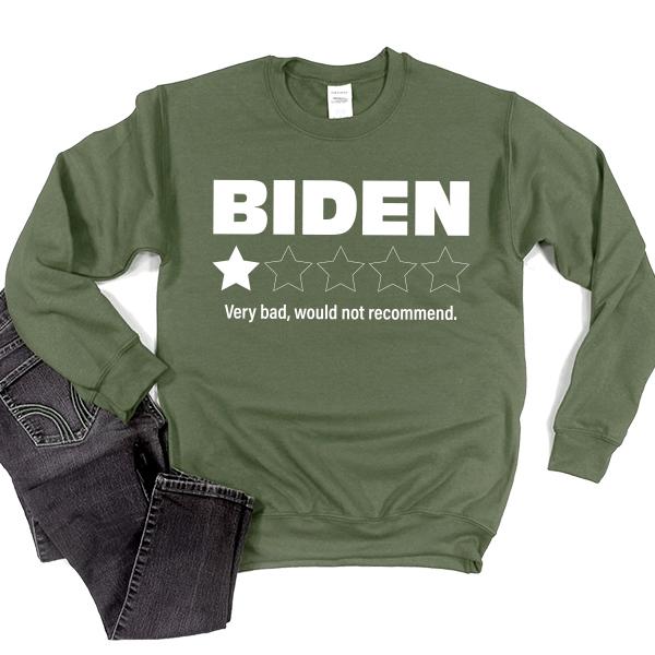 Joe Biden One Star Review Very Bad Would Not Recommend - Long Sleeve Heavy Crewneck Sweatshirt