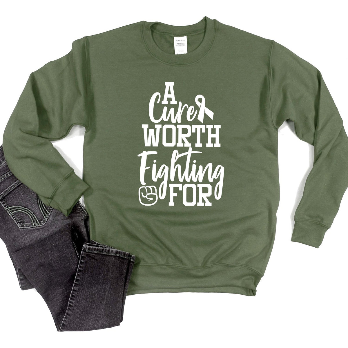 A Cure Worth Fighting For - Long Sleeve Heavy Crewneck Sweatshirt