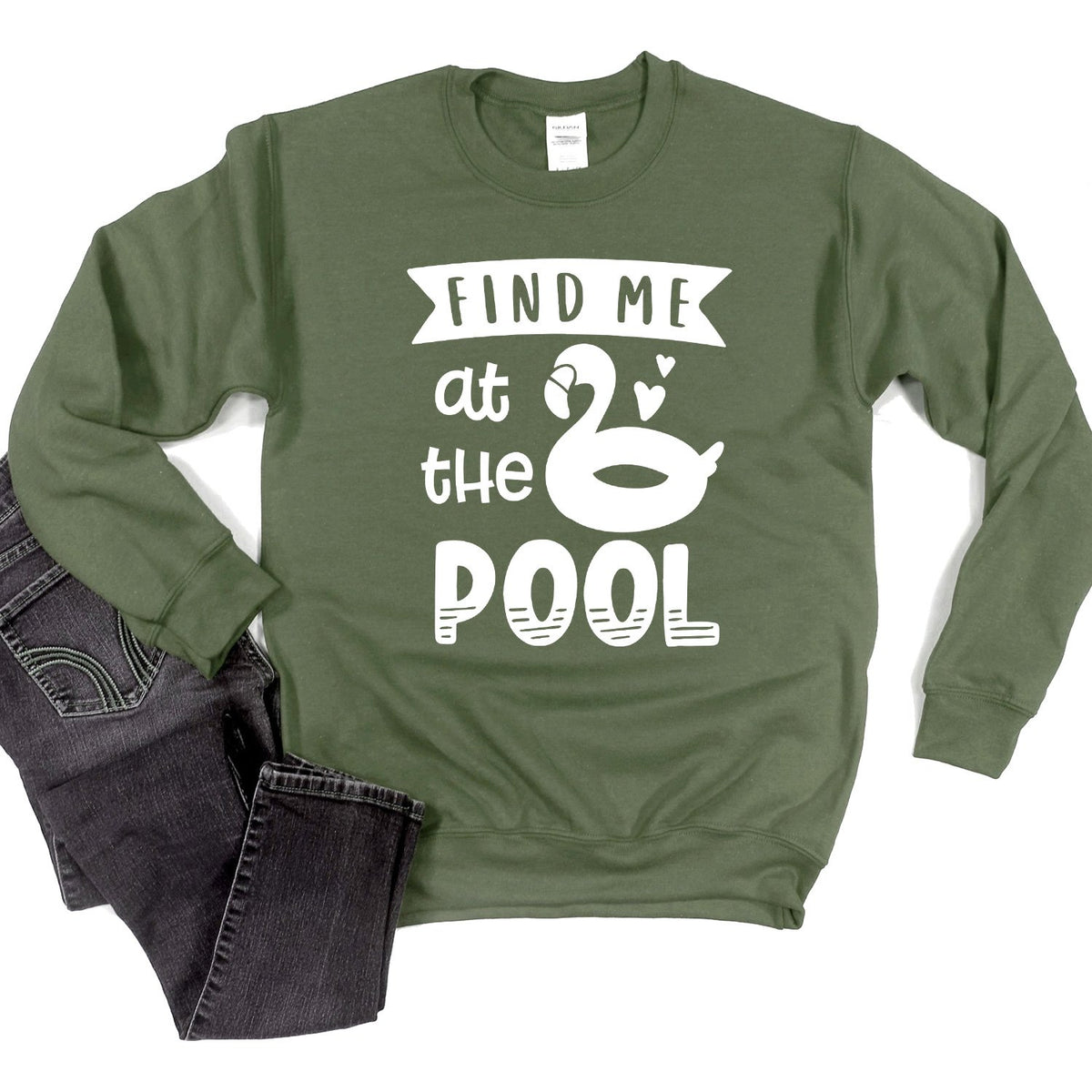 Find Me At The Pool - Long Sleeve Heavy Crewneck Sweatshirt