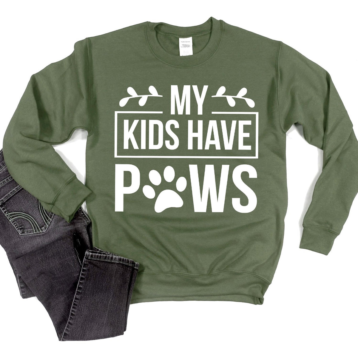 My Kids Have Paws - Long Sleeve Heavy Crewneck Sweatshirt