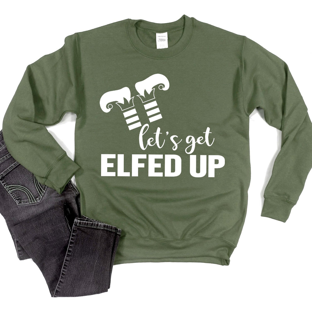 Let&#39;s Get Elfed Up - Long Sleeve Heavy Crewneck Sweatshirt
