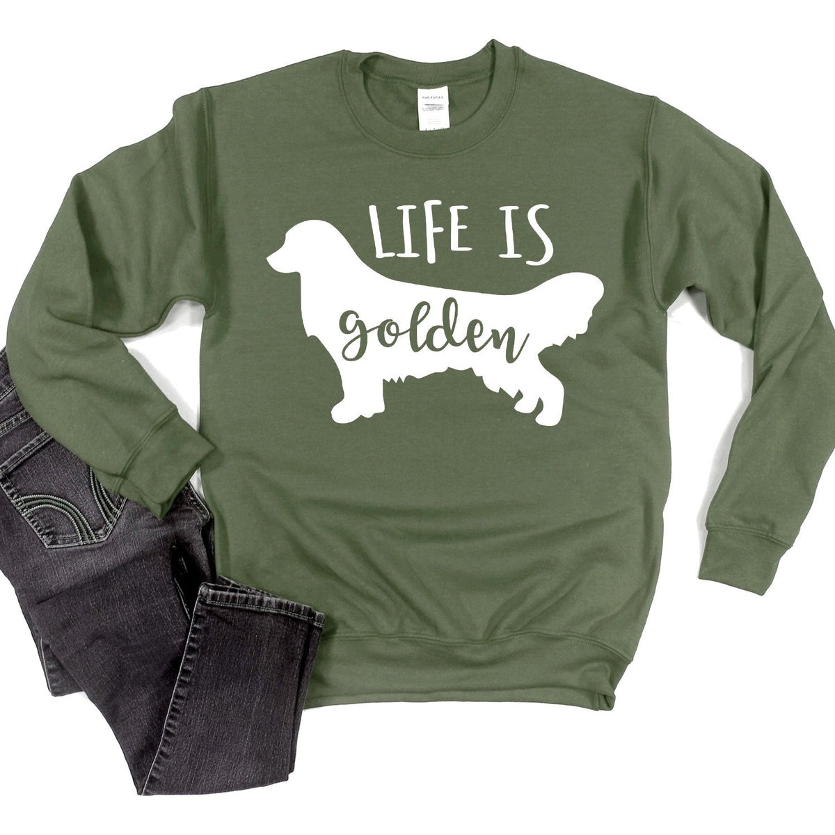 Life is Golden Retriever - Long Sleeve Heavy Crewneck Sweatshirt