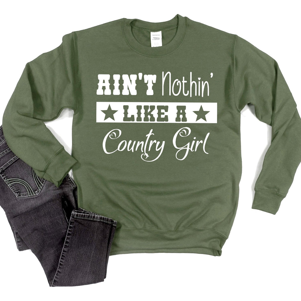 Ain&#39;t Nothin&#39; Like A Country Girl - Long Sleeve Heavy Crewneck Sweatshirt