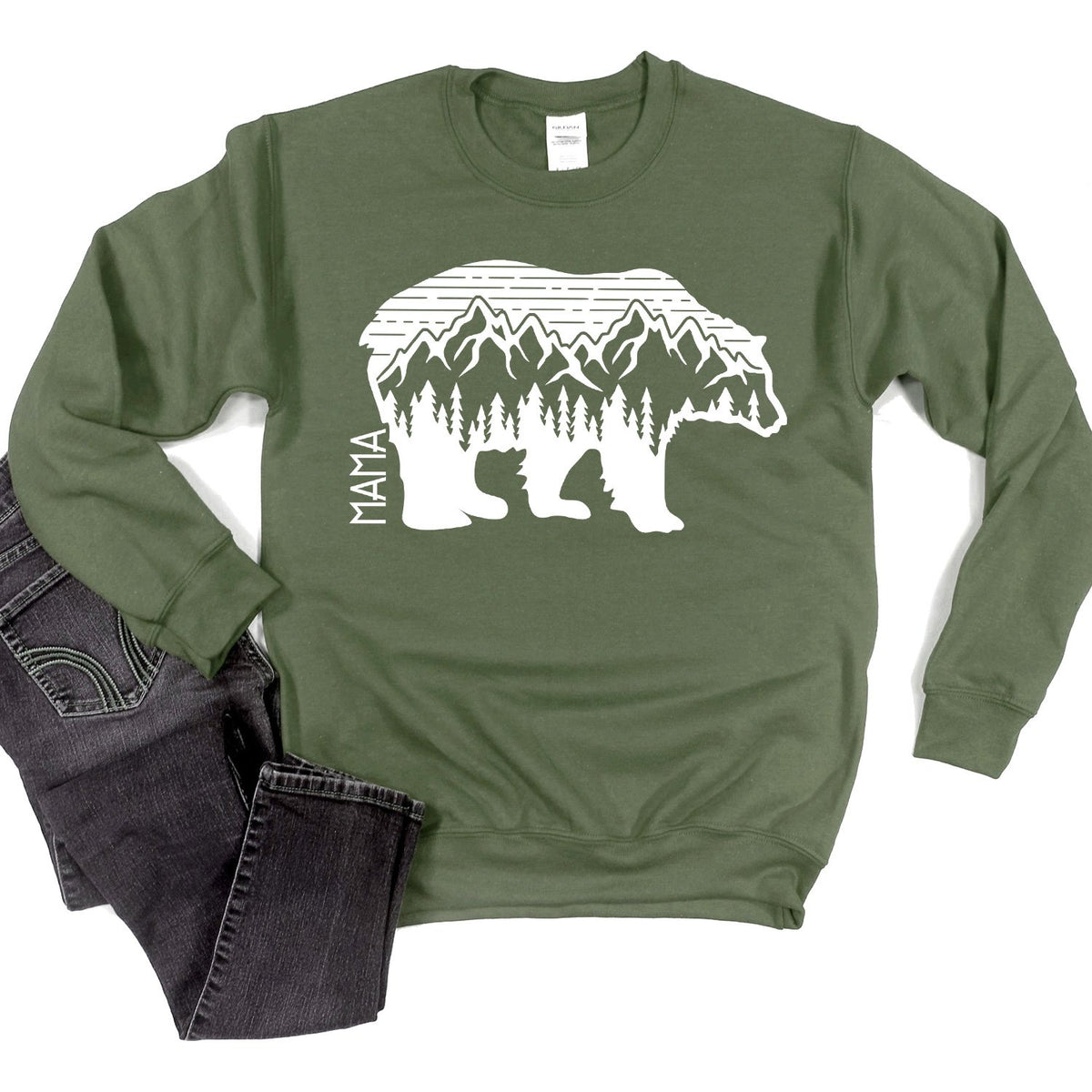 Mama Bear Adventure - Long Sleeve Heavy Crewneck Sweatshirt