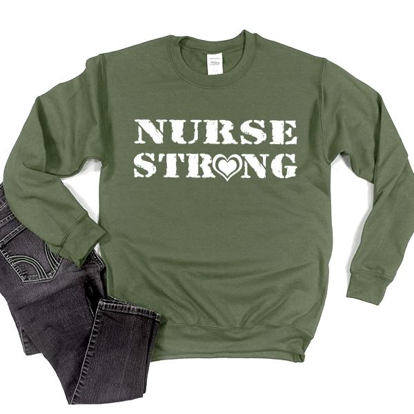 Nurse Strong Heart - Long Sleeve Heavy Crewneck Sweatshirt