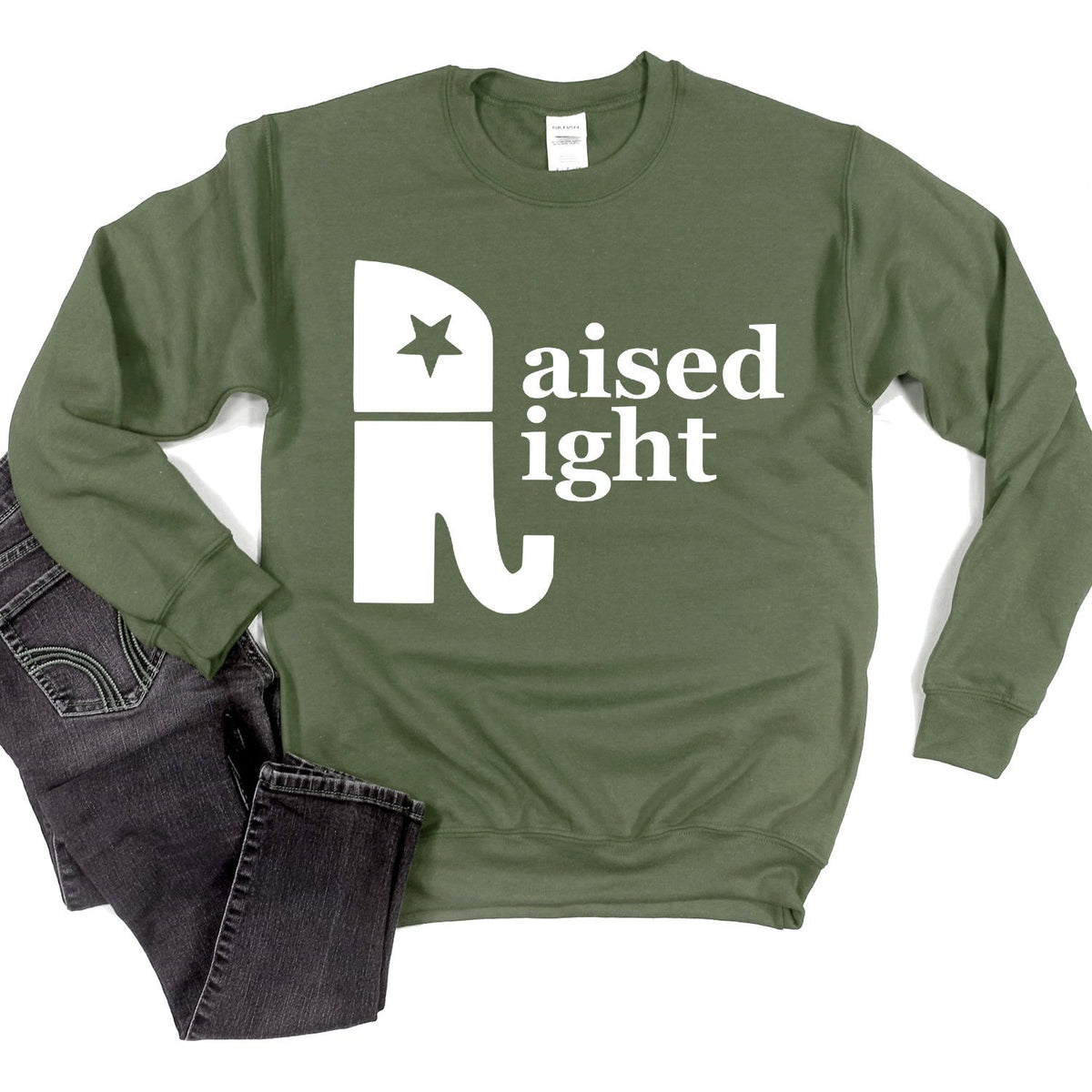Elephant Raised Right - Long Sleeve Heavy Crewneck Sweatshirt
