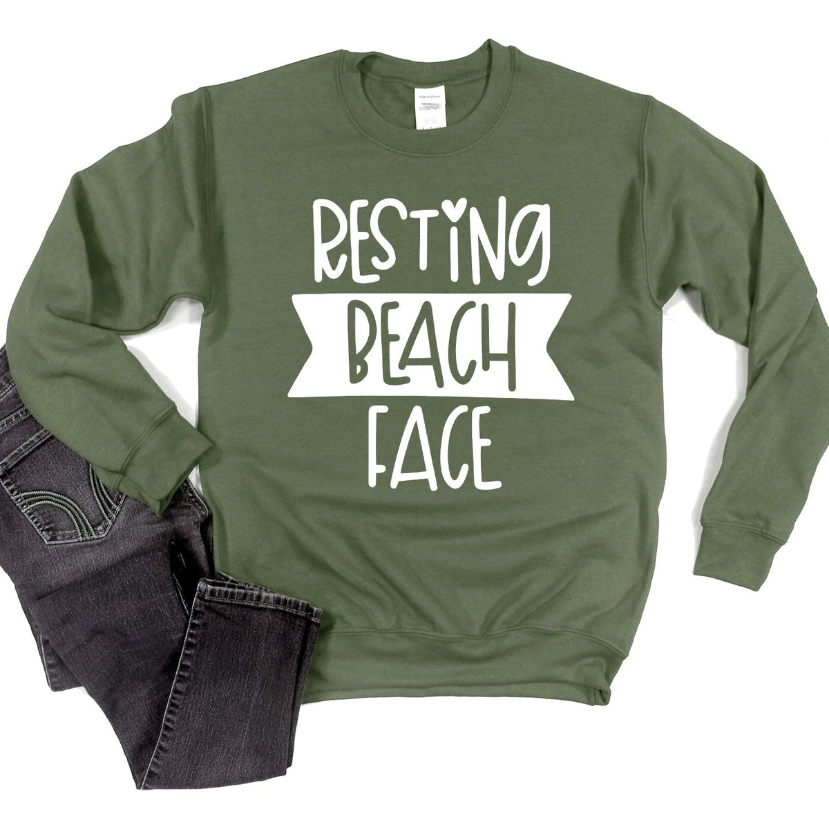 Resting Beach Face - Long Sleeve Heavy Crewneck Sweatshirt