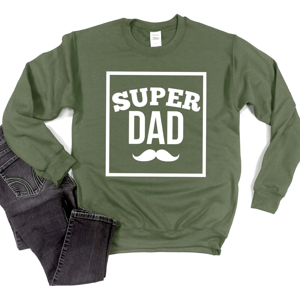 Super Dad Mustache - Long Sleeve Heavy Crewneck Sweatshirt