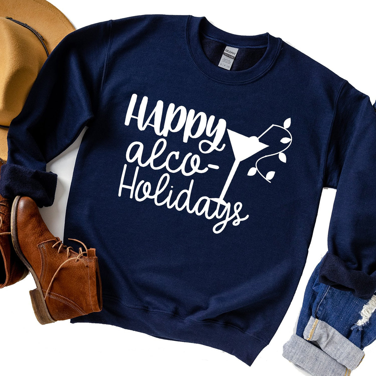 Happy Alco Holidays - Long Sleeve Heavy Crewneck Sweatshirt