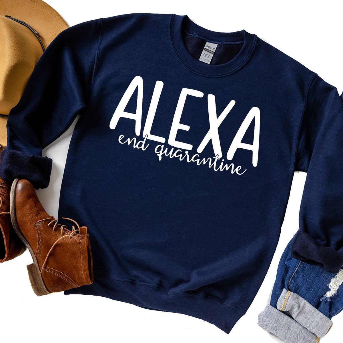 Alexa End Quarantine - Long Sleeve Heavy Crewneck Sweatshirt