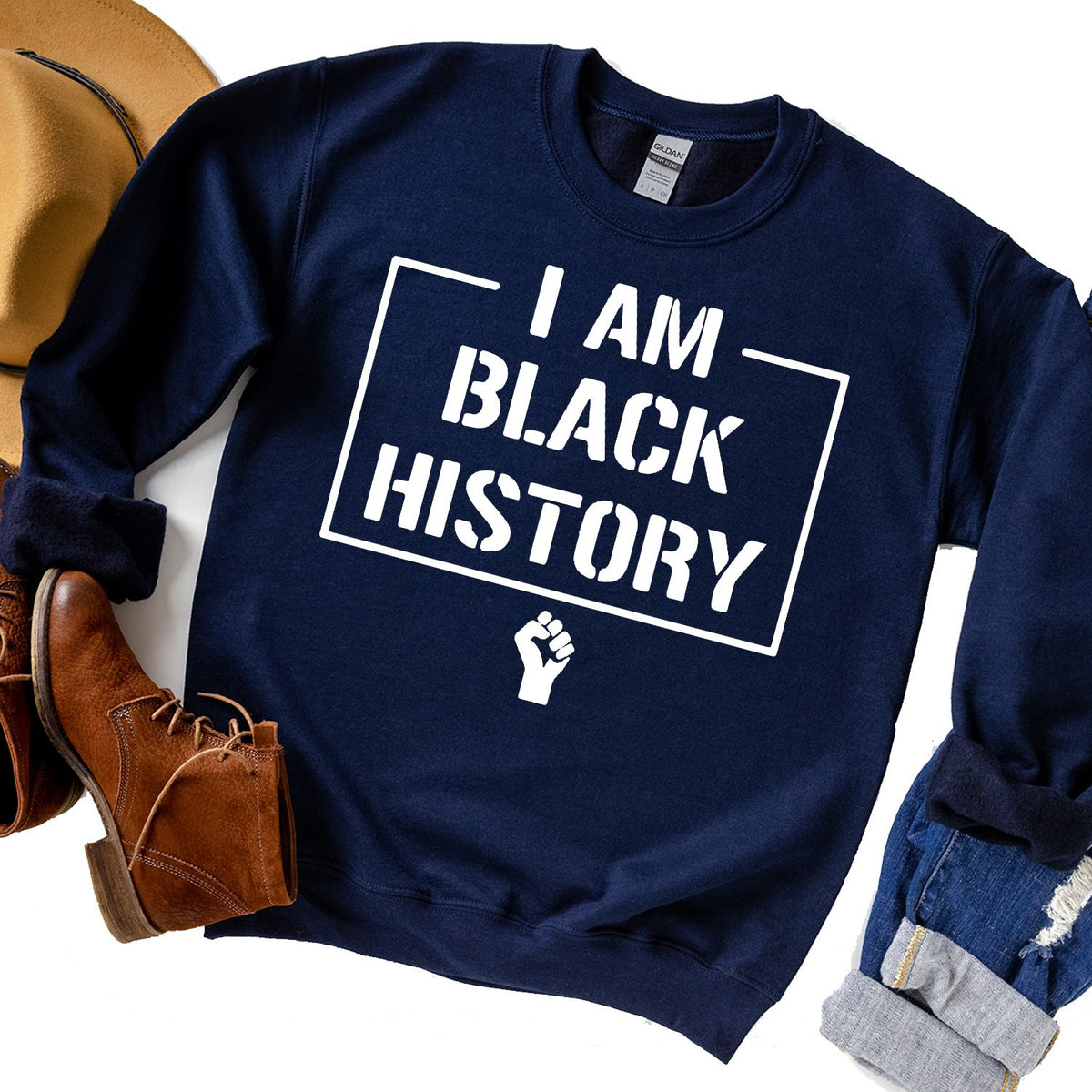 I Am Black History - Long Sleeve Heavy Crewneck Sweatshirt