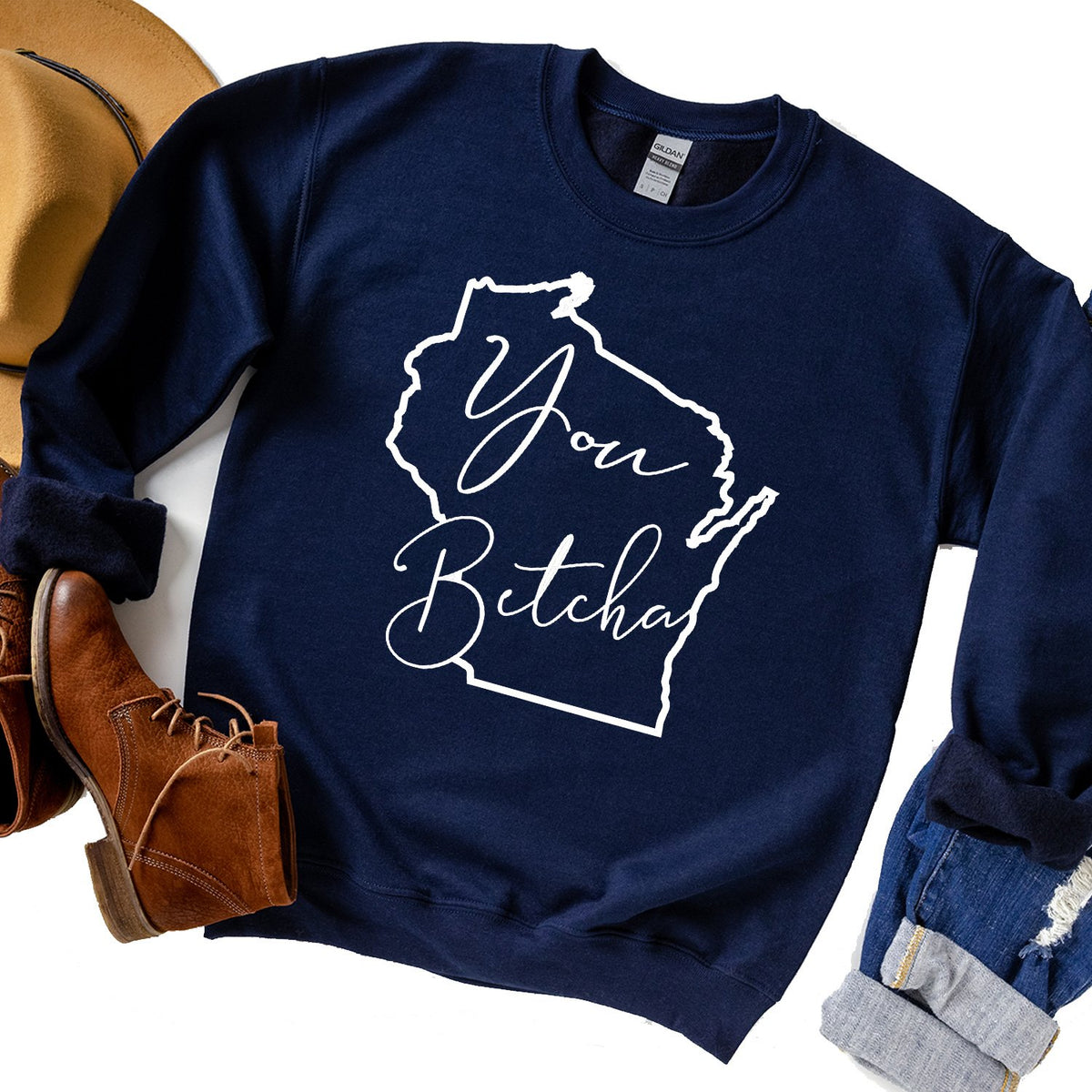 You Betcha Wisconsin - Long Sleeve Heavy Crewneck Sweatshirt
