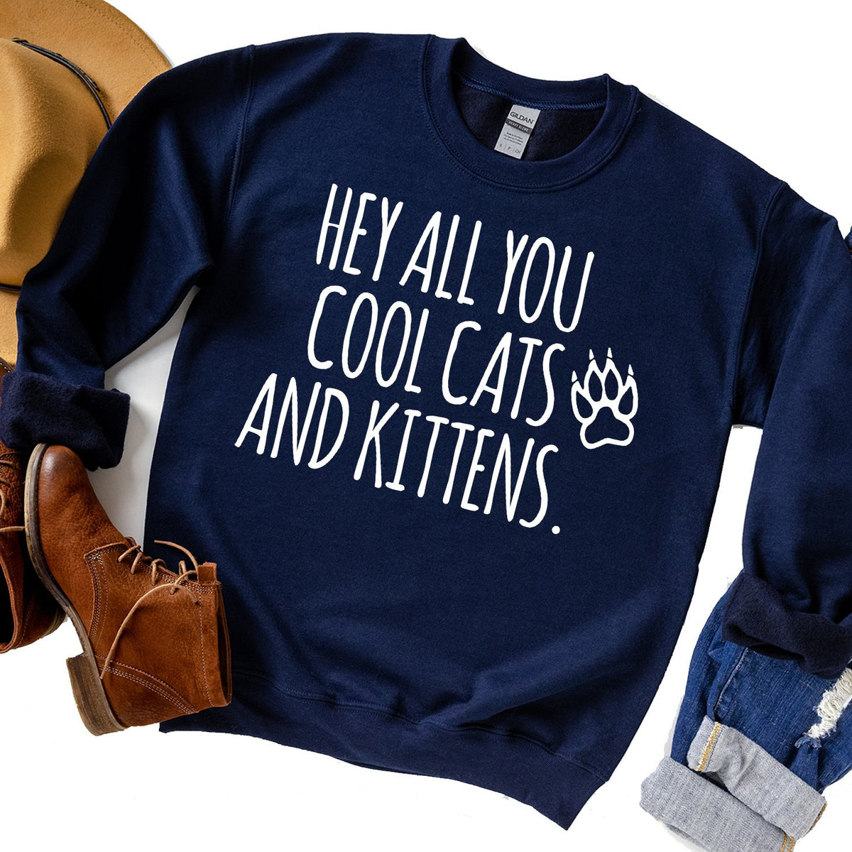 Hey All You Cool Cats and Kittens - Long Sleeve Heavy Crewneck Sweatshirt