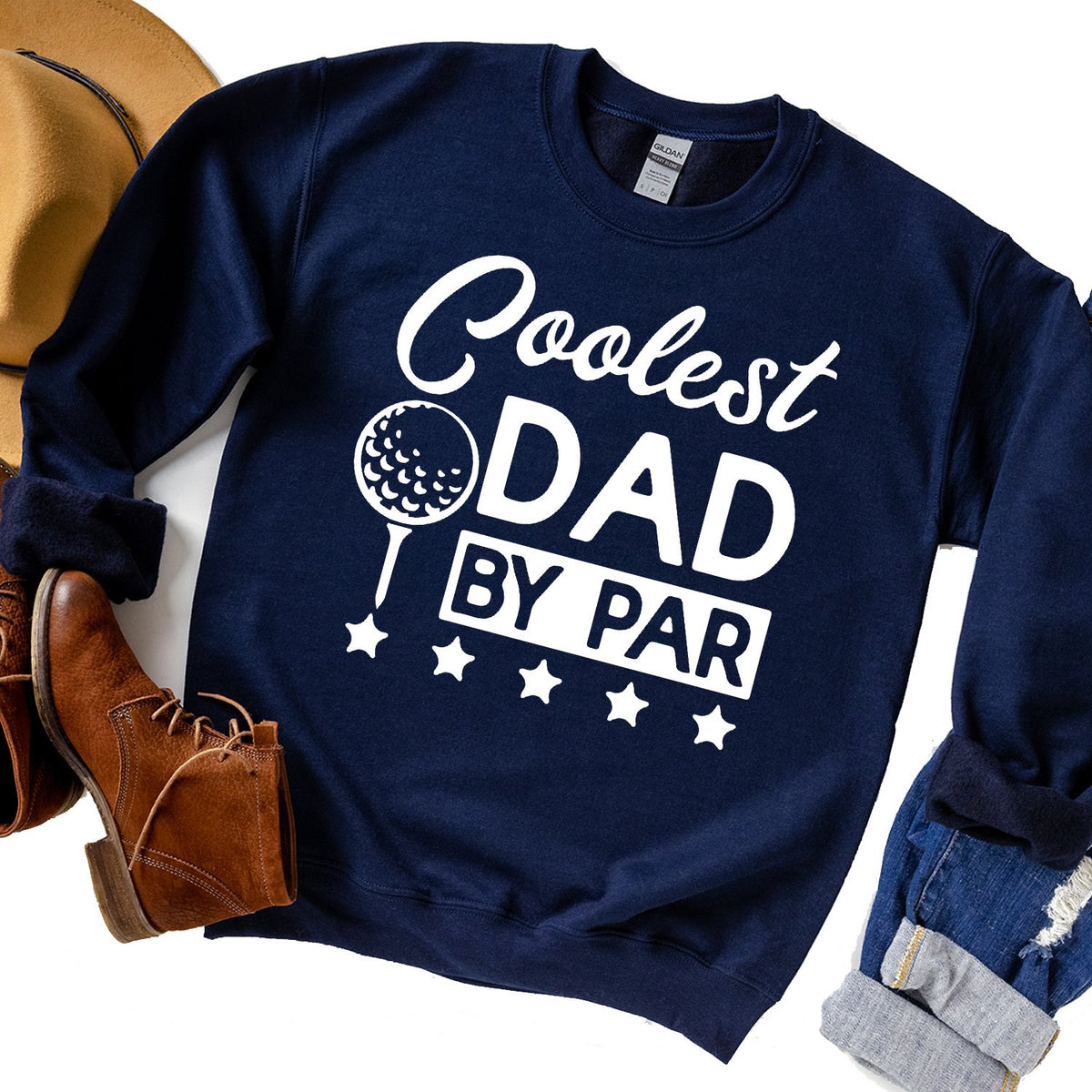 Coolest Dad By Par - Long Sleeve Heavy Crewneck Sweatshirt