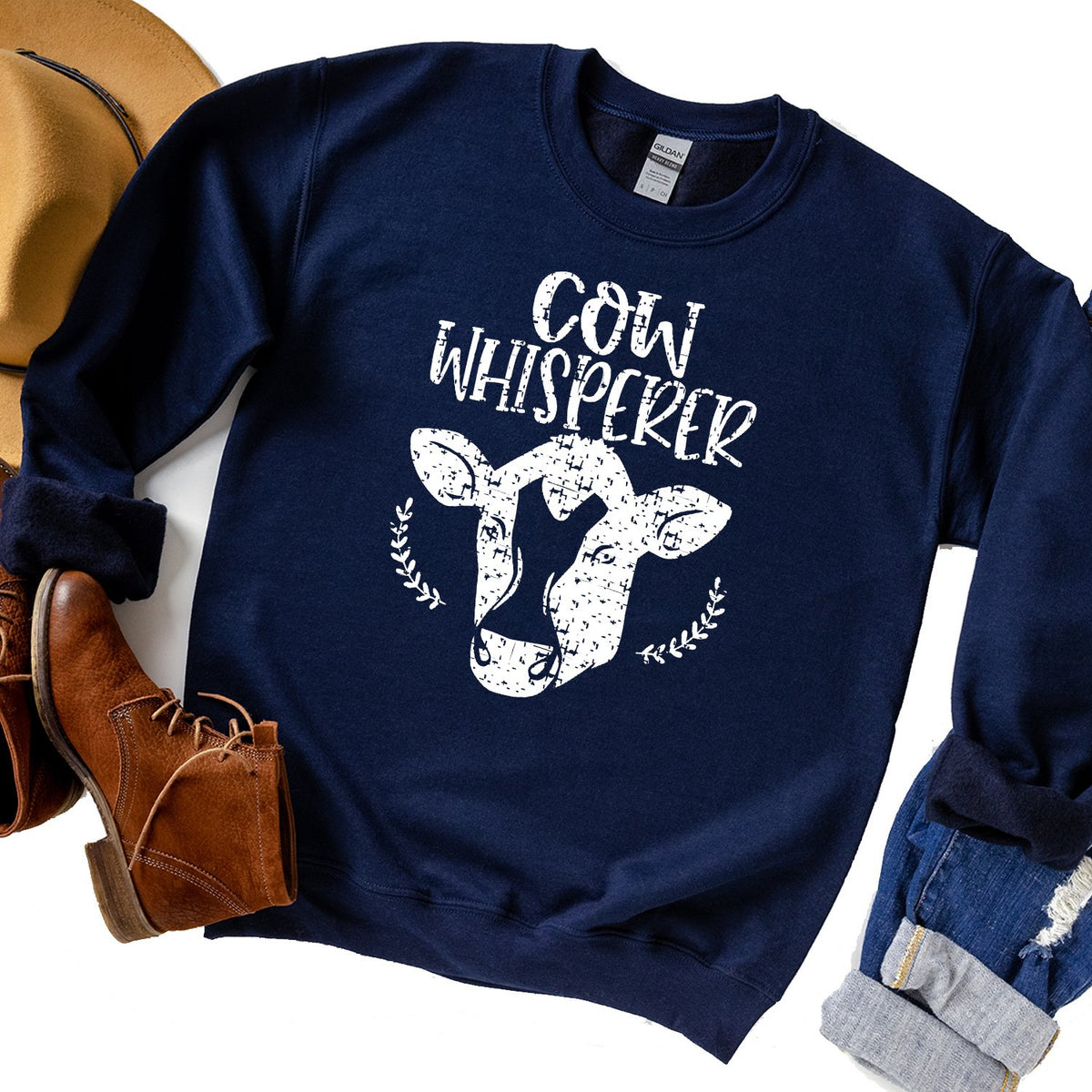 Cow Whisperer - Long Sleeve Heavy Crewneck Sweatshirt