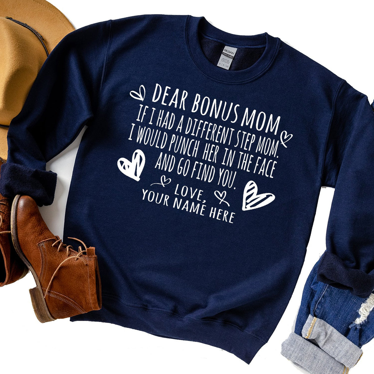 If I Had A Different Step Mom I Would Punch Her in The Face - Long Sleeve Heavy Crewneck Sweatshirt