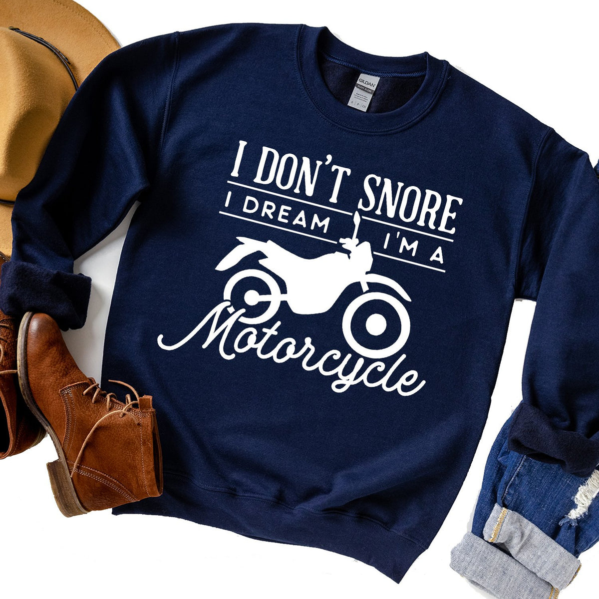 I Don&#39;t Snore I Dream I&#39;m A Motorcycle - Long Sleeve Heavy Crewneck Sweatshirt