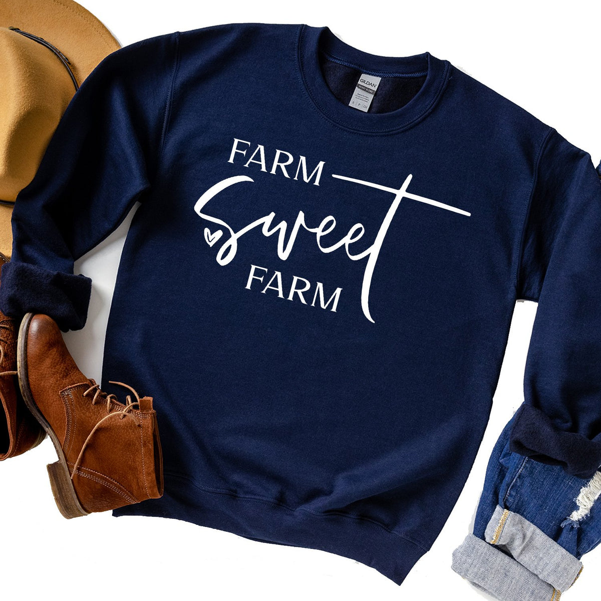 Farm Sweet Farm - Long Sleeve Heavy Crewneck Sweatshirt