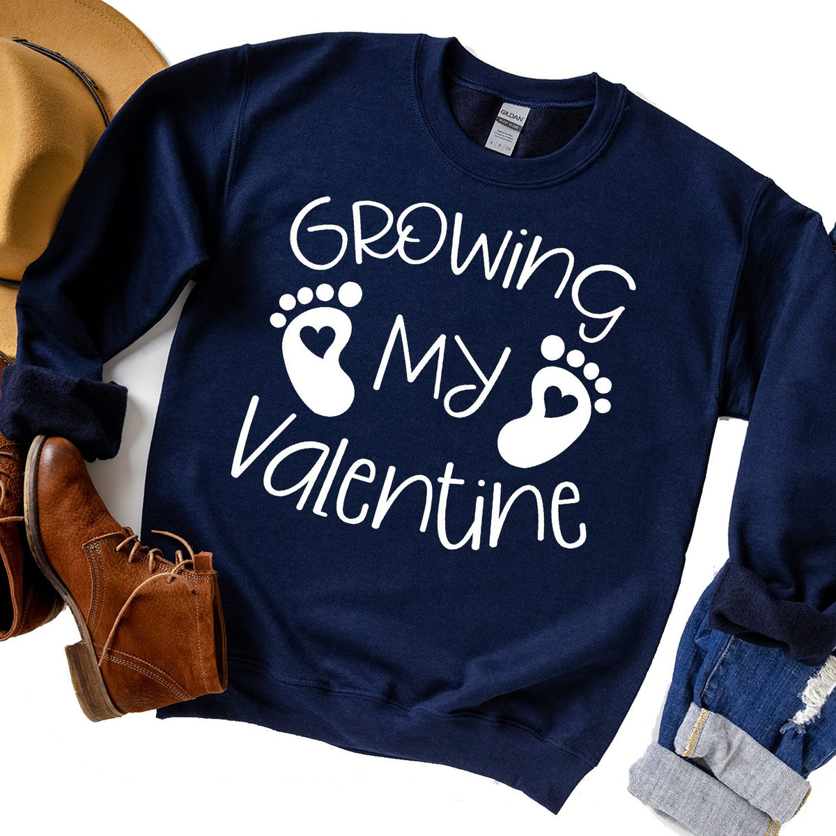 Growing My Valentine - Long Sleeve Heavy Crewneck Sweatshirt