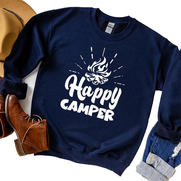 Happy Camper - Long Sleeve Heavy Crewneck Sweatshirt