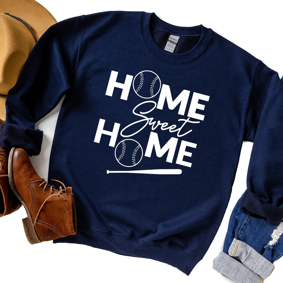 Home Sweet Home Baseball - Long Sleeve Heavy Crewneck Sweatshirt