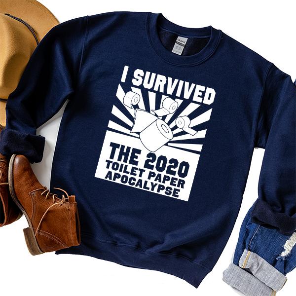 I Survived 2020 Toilet Paper Apocalypse - Long Sleeve Heavy Crewneck Sweatshirt