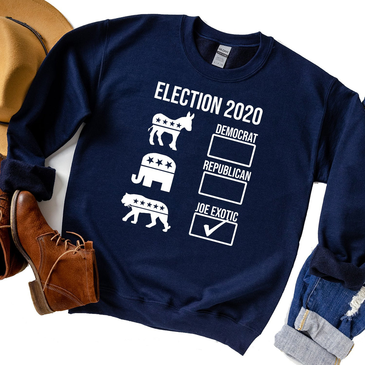 Joe Exotic Election 2020 - Long Sleeve Heavy Crewneck Sweatshirt