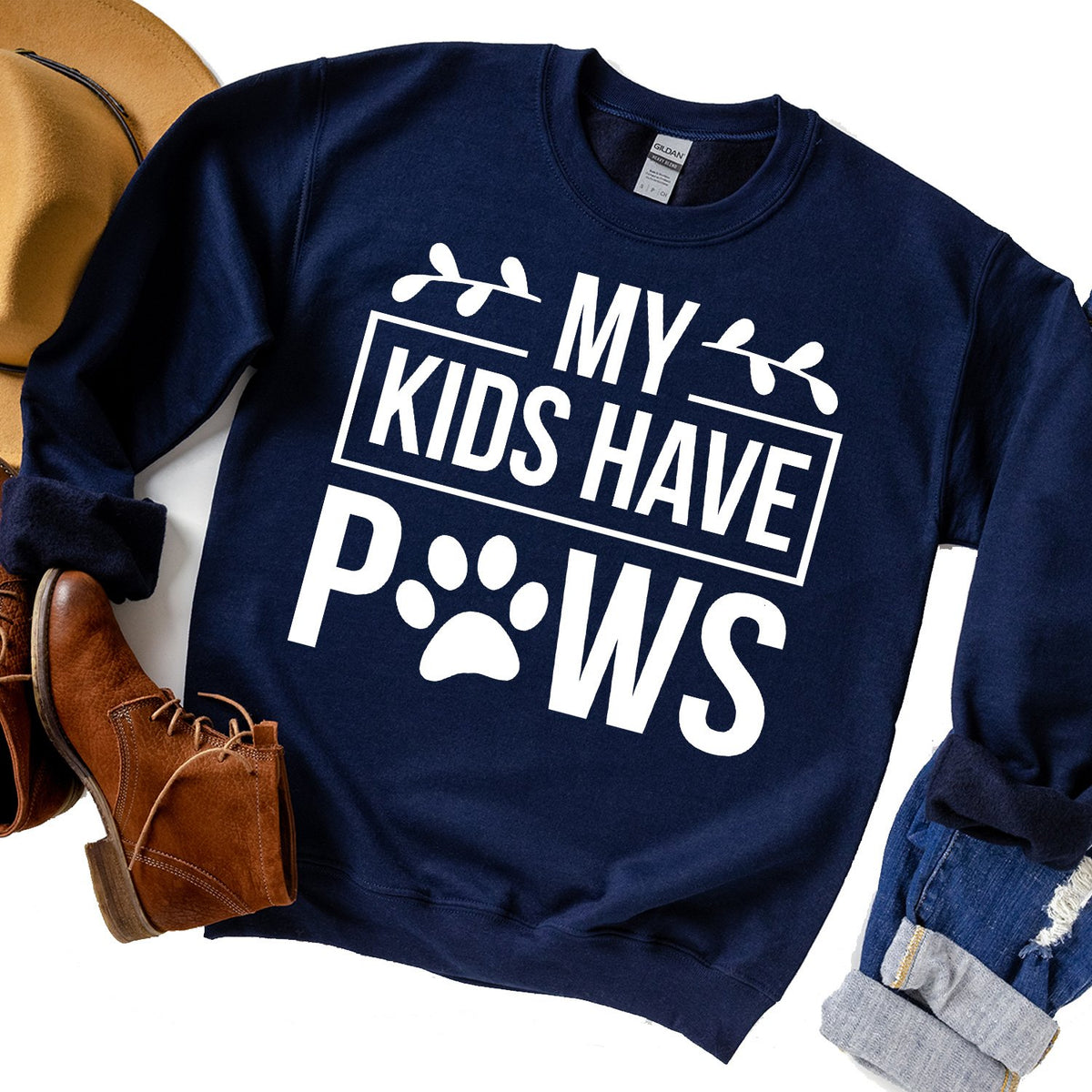 My Kids Have Paws - Long Sleeve Heavy Crewneck Sweatshirt