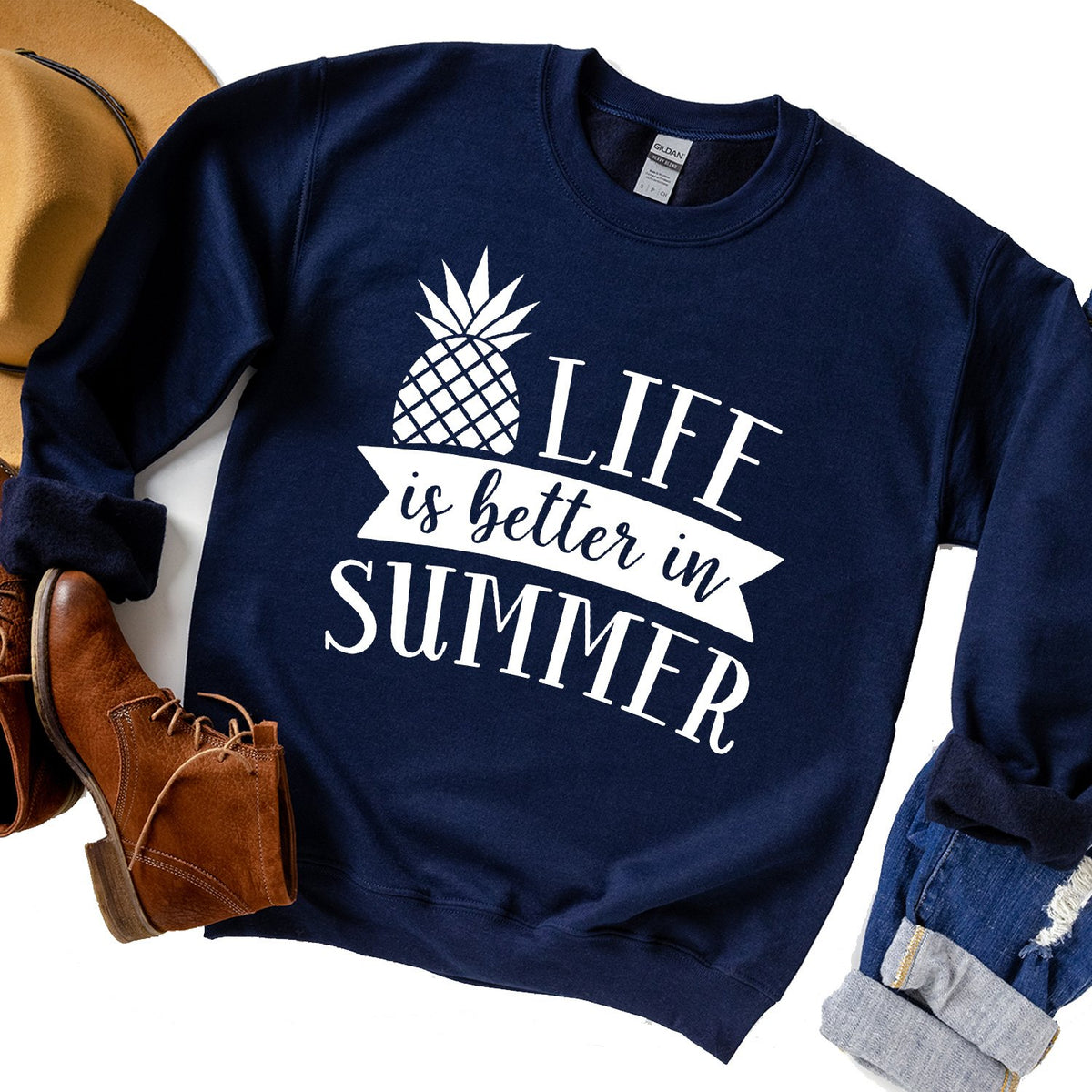 Life is Better in Summer - Long Sleeve Heavy Crewneck Sweatshirt