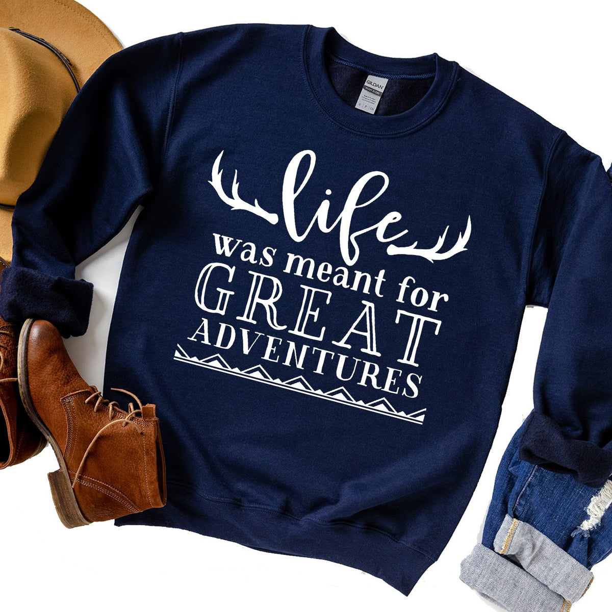 Life Was Meant For Great Adventure - Long Sleeve Heavy Crewneck Sweatshirt