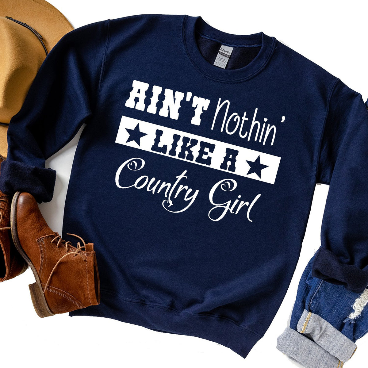 Ain&#39;t Nothin&#39; Like A Country Girl - Long Sleeve Heavy Crewneck Sweatshirt