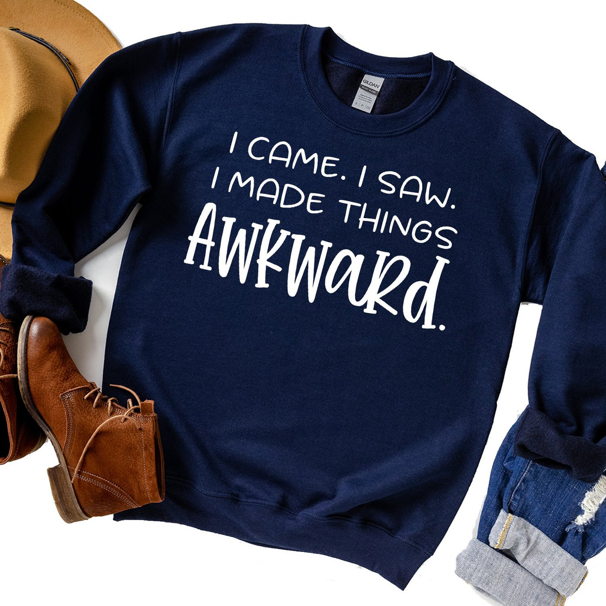 I Came I Saw I Made Things Awkward - Long Sleeve Heavy Crewneck Sweatshirt