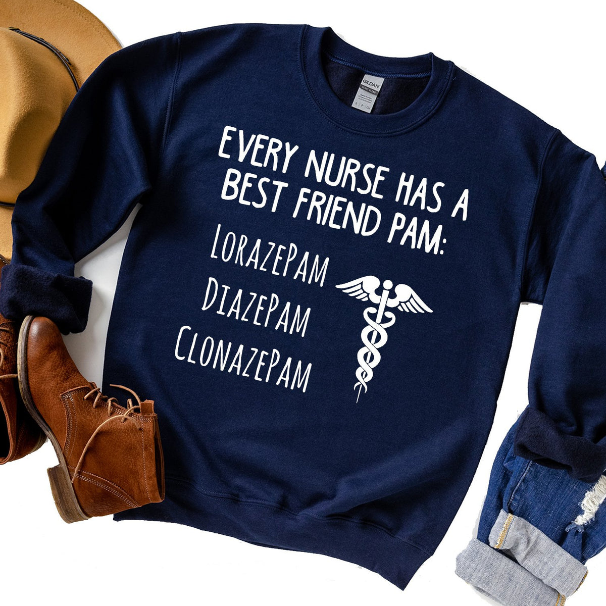 Every Nurse Has A Best Friend Pam - Long Sleeve Heavy Crewneck Sweatshirt