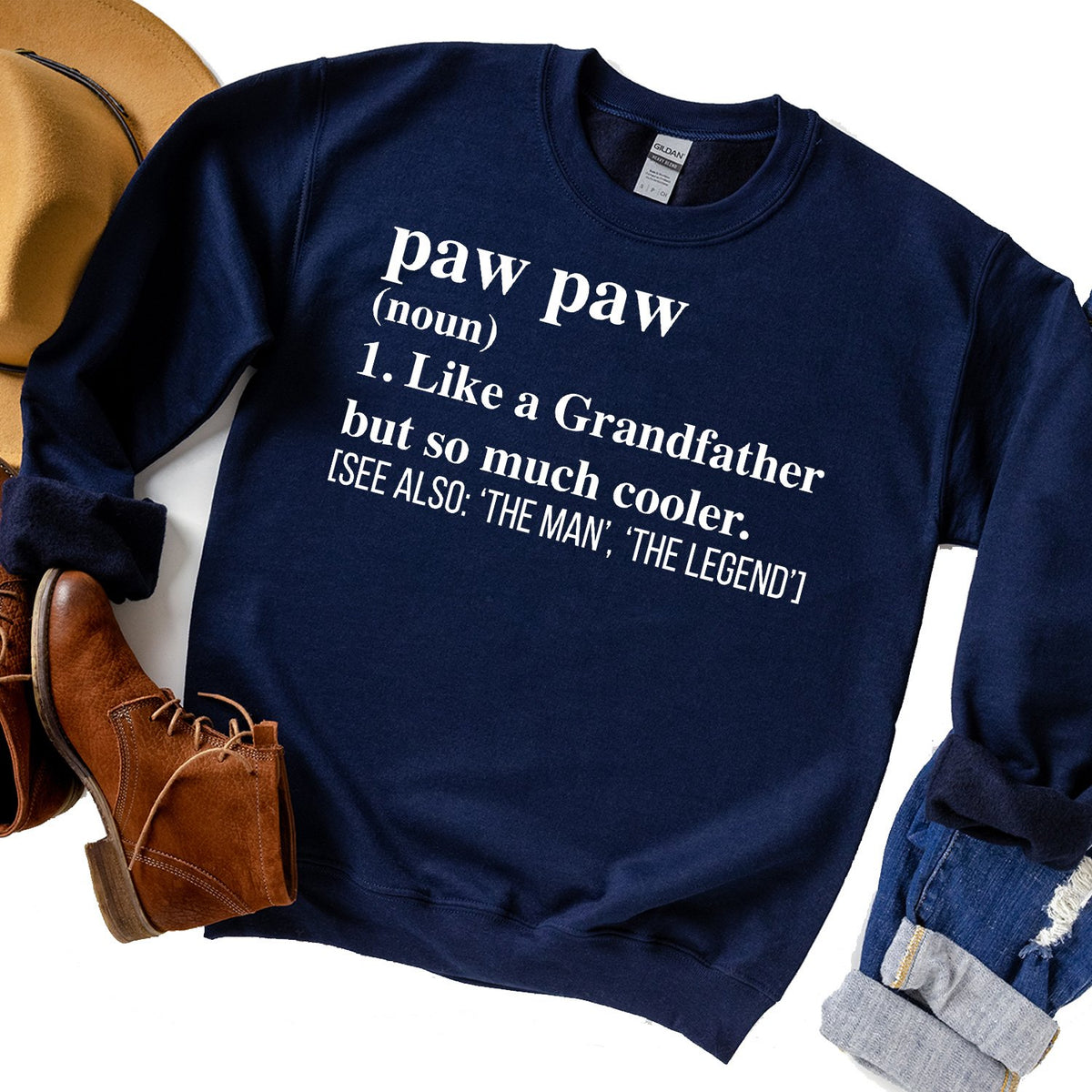 Paw Paw (Noun) 1. Like A Grandfather But So Much Cooler - Long Sleeve Heavy Crewneck Sweatshirt