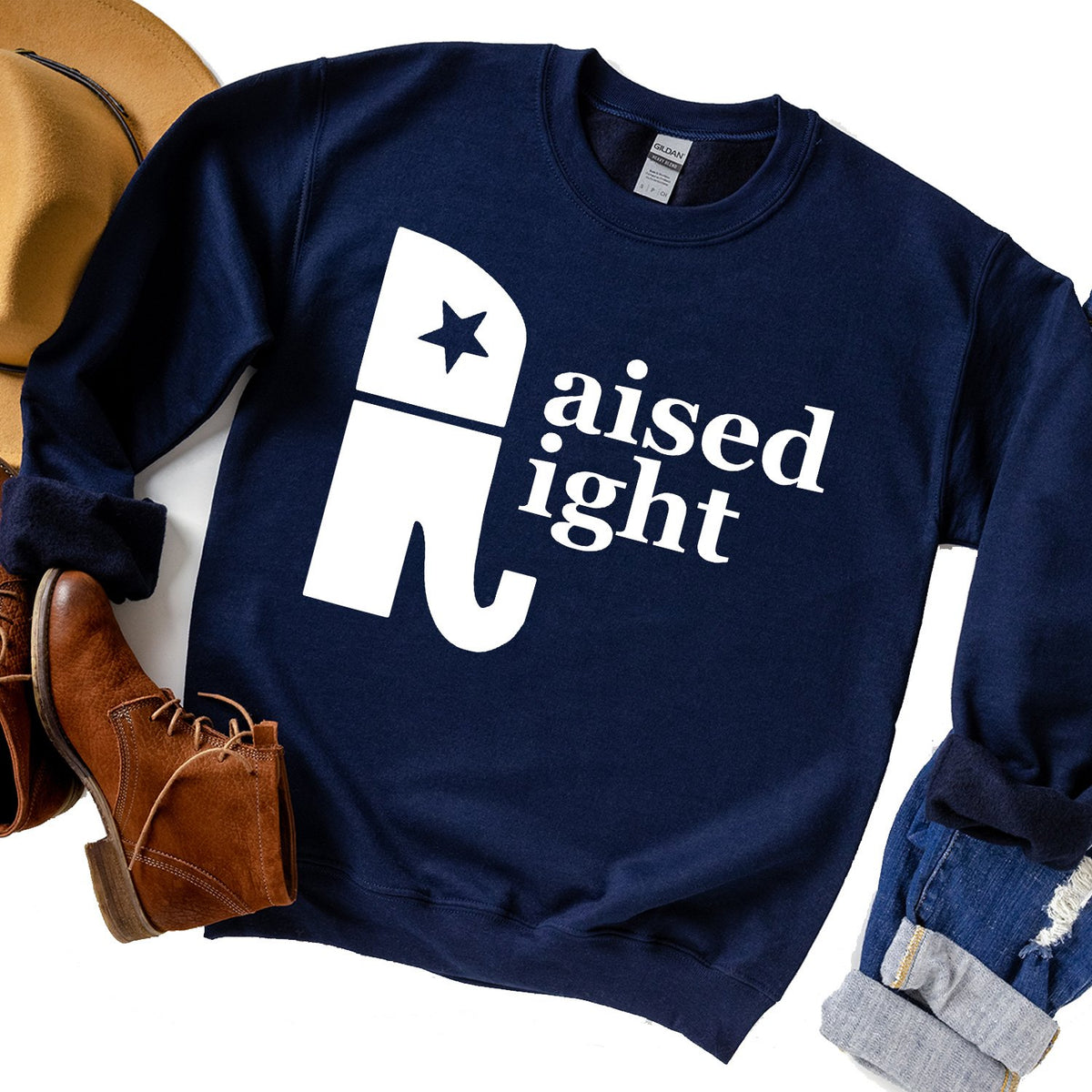 Elephant Raised Right - Long Sleeve Heavy Crewneck Sweatshirt