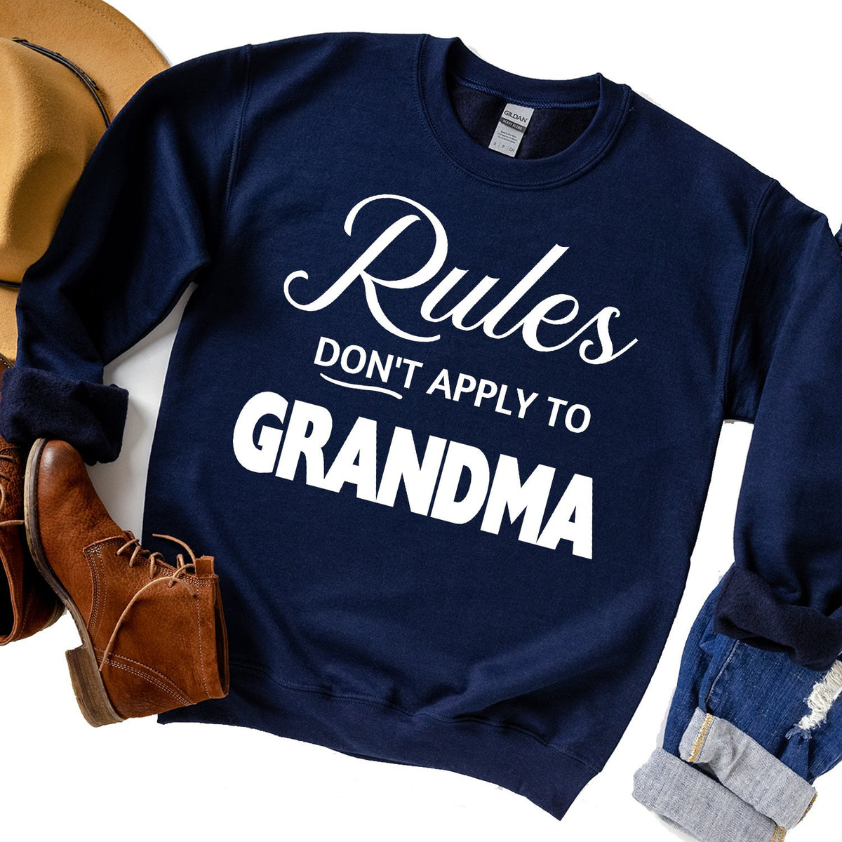 Rules Don&#39;t Apply To Grandma - Long Sleeve Heavy Crewneck Sweatshirt