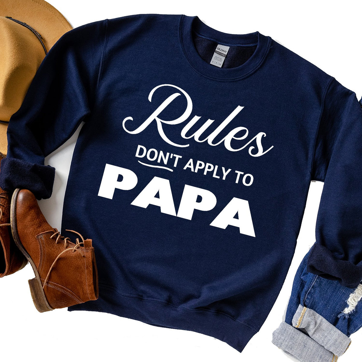 Rules Don&#39;t Apply To Papa - Long Sleeve Heavy Crewneck Sweatshirt