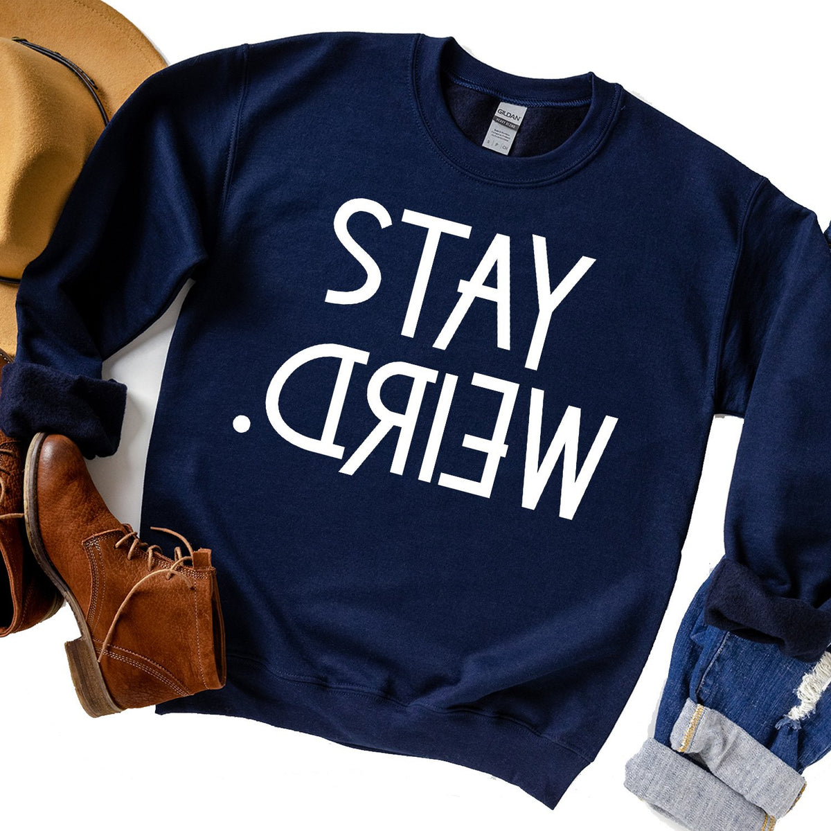Stay Weird - Long Sleeve Heavy Crewneck Sweatshirt