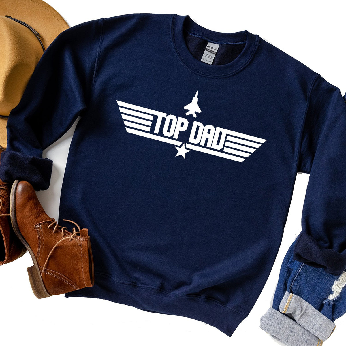 Top Dad - Long Sleeve Heavy Crewneck Sweatshirt
