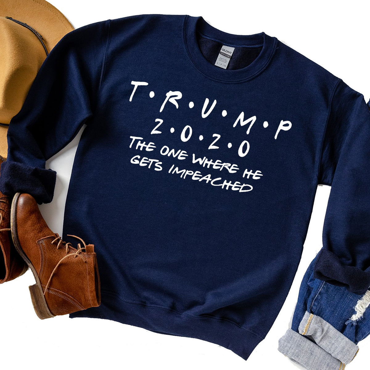 Trump 2020 The One Where He Gets Impeached - Long Sleeve Heavy Crewneck Sweatshirt