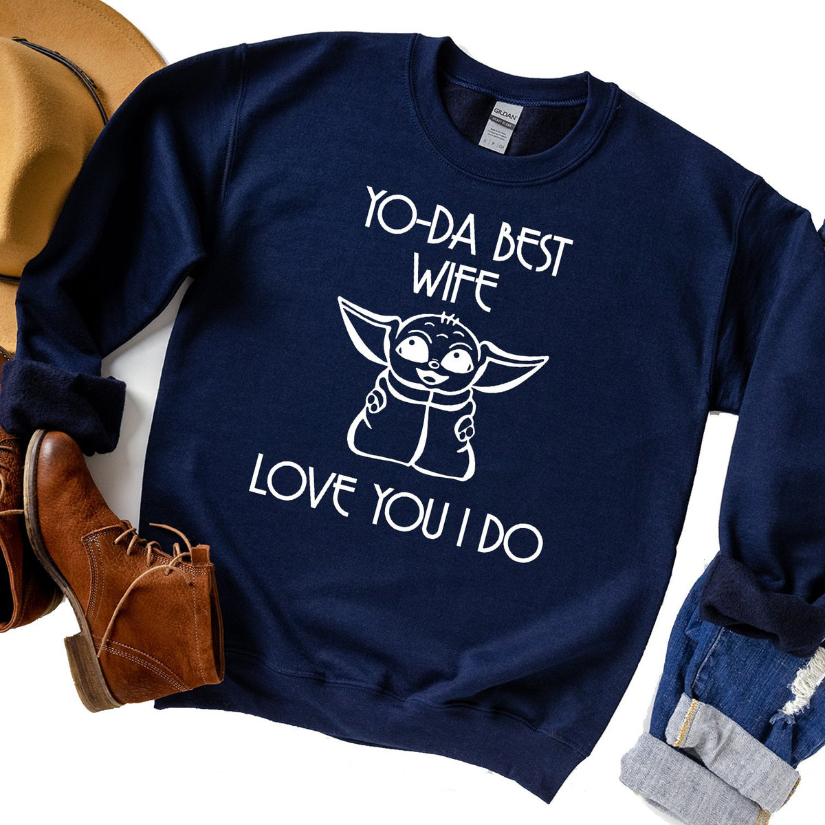 Yo-Da Best Wife Love You I Do - Long Sleeve Heavy Crewneck Sweatshirt