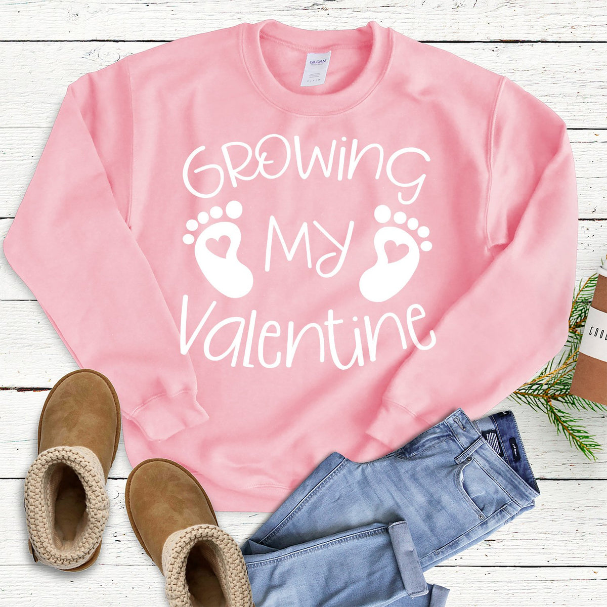Growing My Valentine - Long Sleeve Heavy Crewneck Sweatshirt