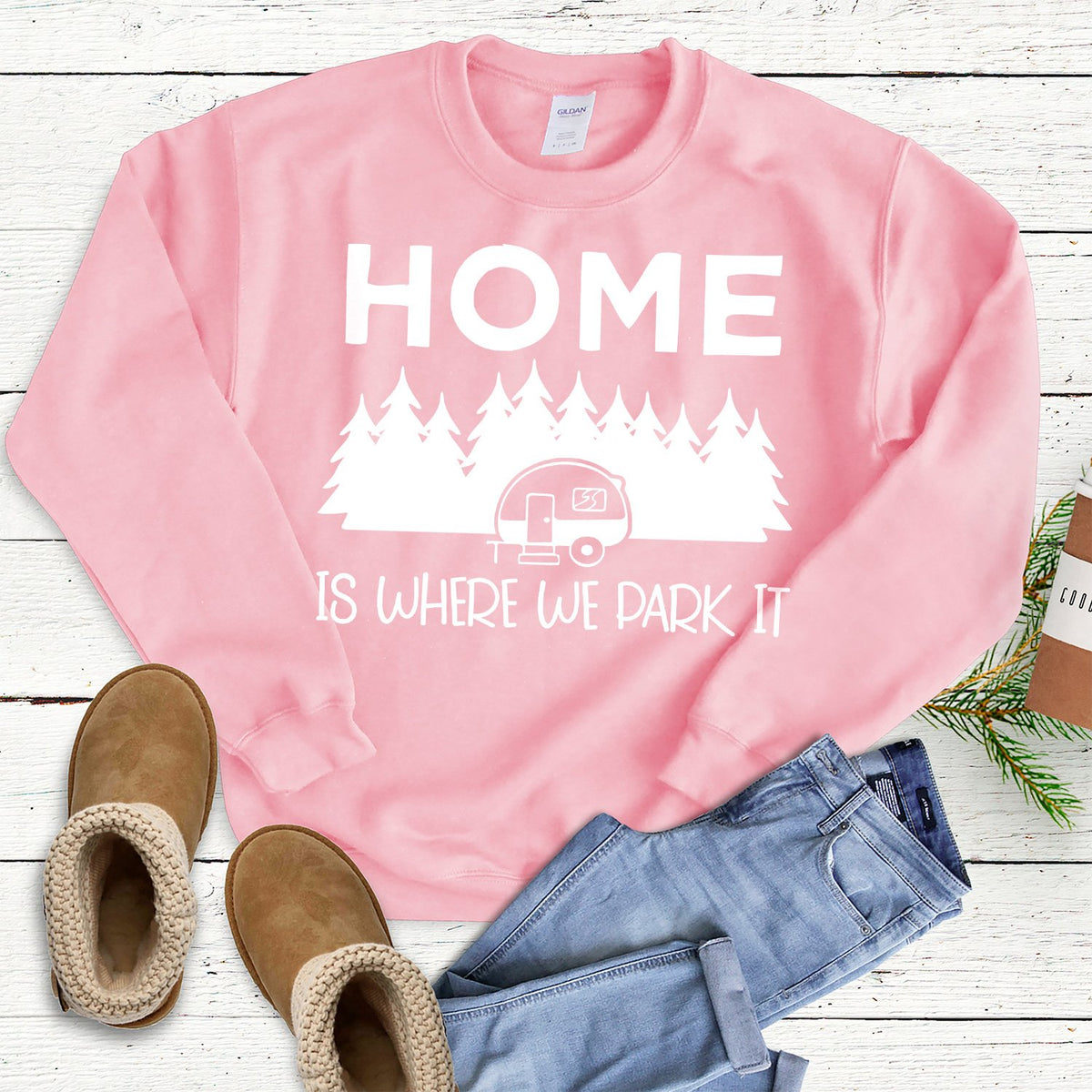 Home Is Where We Park It - Long Sleeve Heavy Crewneck Sweatshirt