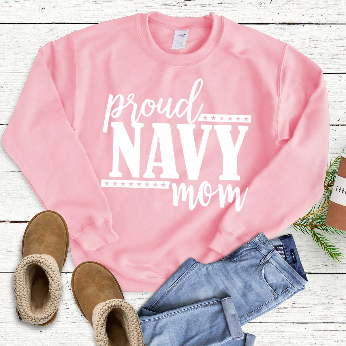 Proud Navy Mom - Long Sleeve Heavy Crewneck Sweatshirt